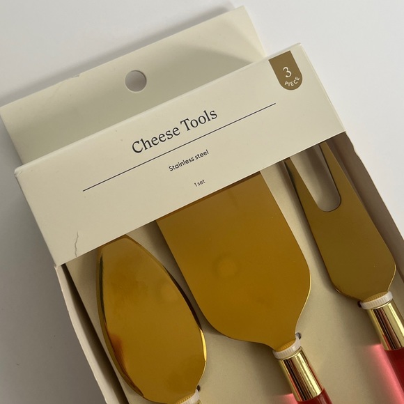 Threshold Target Brand 3 Pack Gold and Pink Cheese Tools: Fork, 2 Knives - Picture 3 of 11